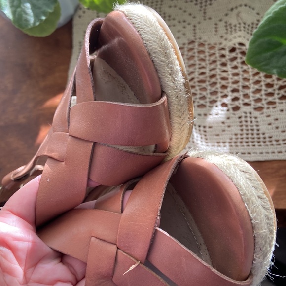 LandsEnd Leather Wedge Sandals - Picture 5 of 9